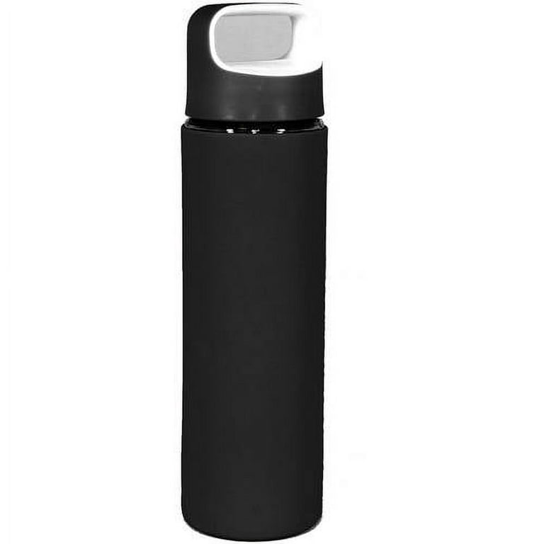 JoyJolt Glass Water Bottle with Carry Strap & Silicone Sleeve - 20 oz - Grey