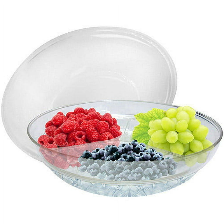 Home Essentials 5 PC Jumbo Stainless Steel Salad Bowl Set with Ice Chiller  Base and Acrylic Dome Lid.