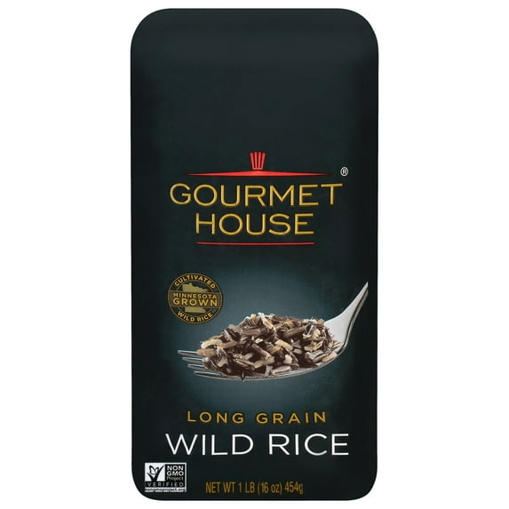 Gourmet House Cultivated Rice, Long Grain Wild Rice, 1 lb Bag