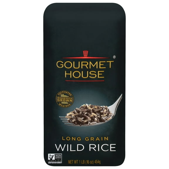 Gourmet House Cultivated Rice, Long Grain Wild Rice, 1 lb Bag