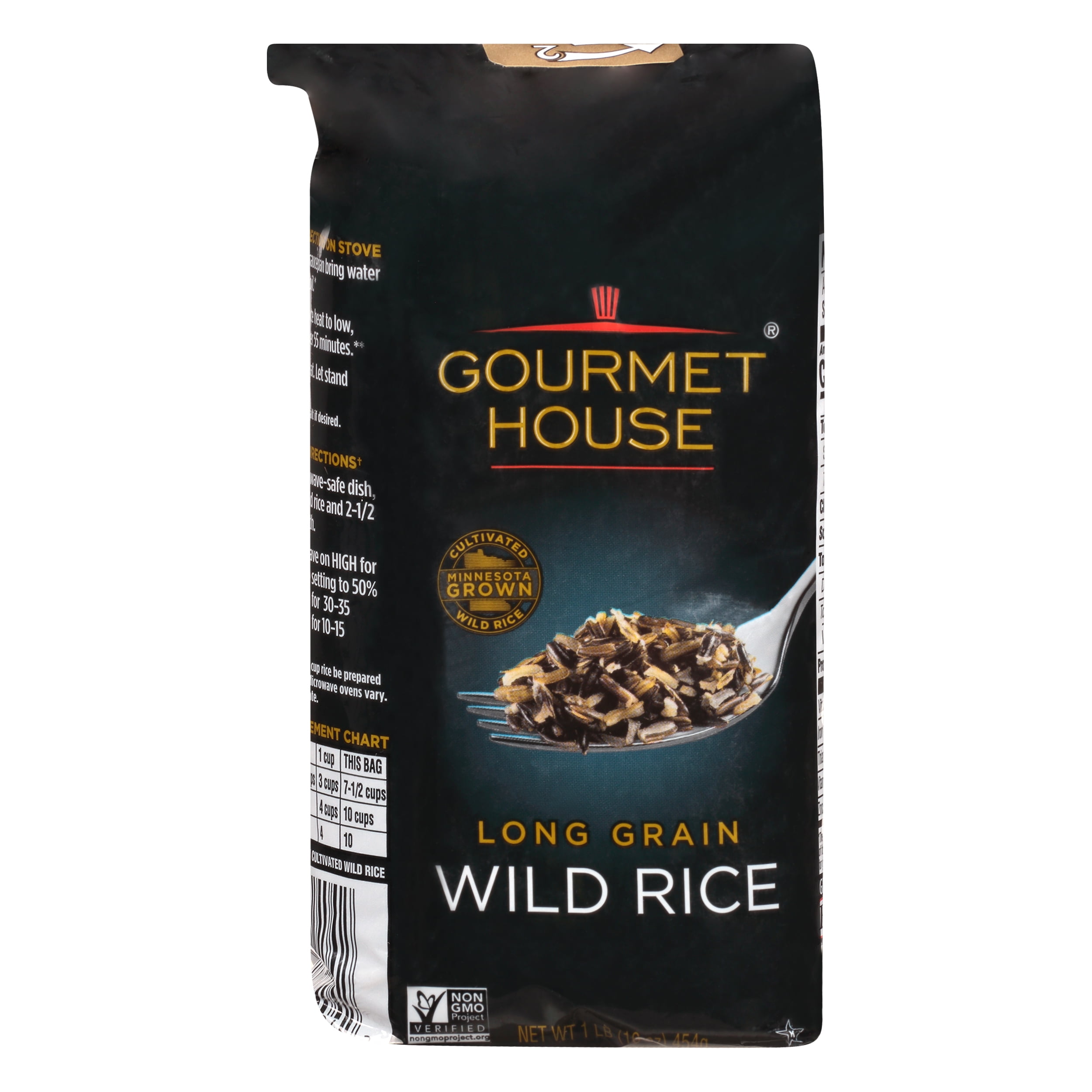 Gourmet House Cultivated Rice, Long Grain Wild Rice, 1 lb Bag