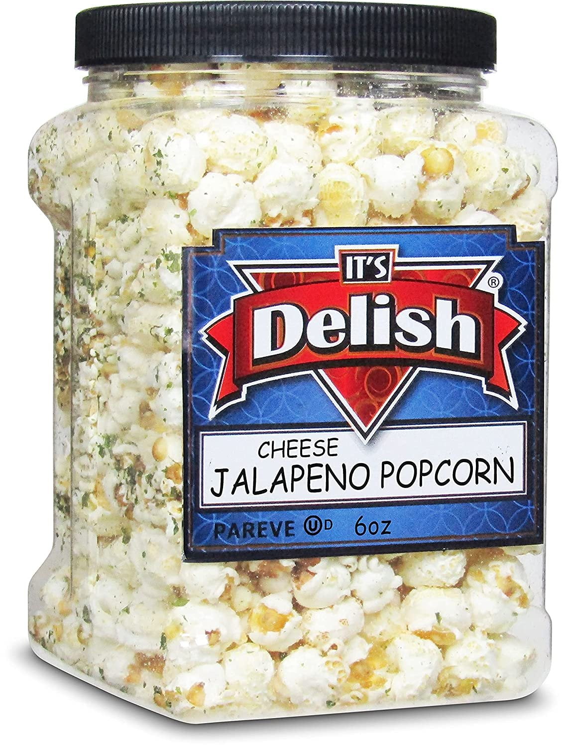 Gourmet Jalapeno Popcorn by It's Delish, Bulk 6 Oz Jumbo Container Jar  Vegan Jalapeo Cheese Flavored Popcorn  Air Popped Pop Corn Healthy Snacks for Movie Night Snack, Party  Gluten Free,...