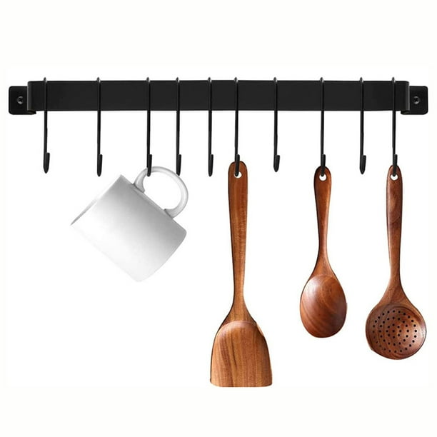 Gourmet Kitchen Rail with 10 Hooks,Wall Mounted Wrought Iron Hanging