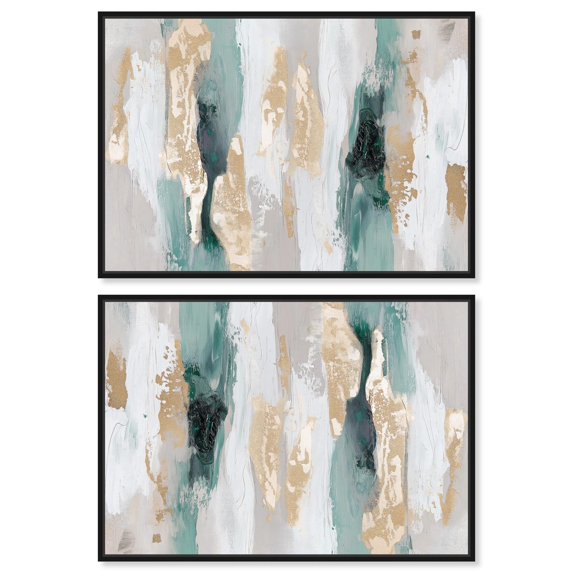 Art Remedy Modern Boho Canvas, 15" x 10", Black Frame, Verdant Tides Set