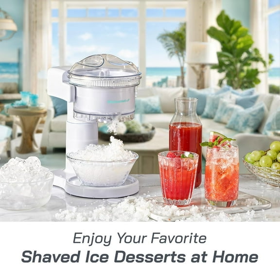 Gourmet NEW Snow Cone & Shaved Ice Maker, Refreshing Slushies, Margaritas, Boba Drinks, White