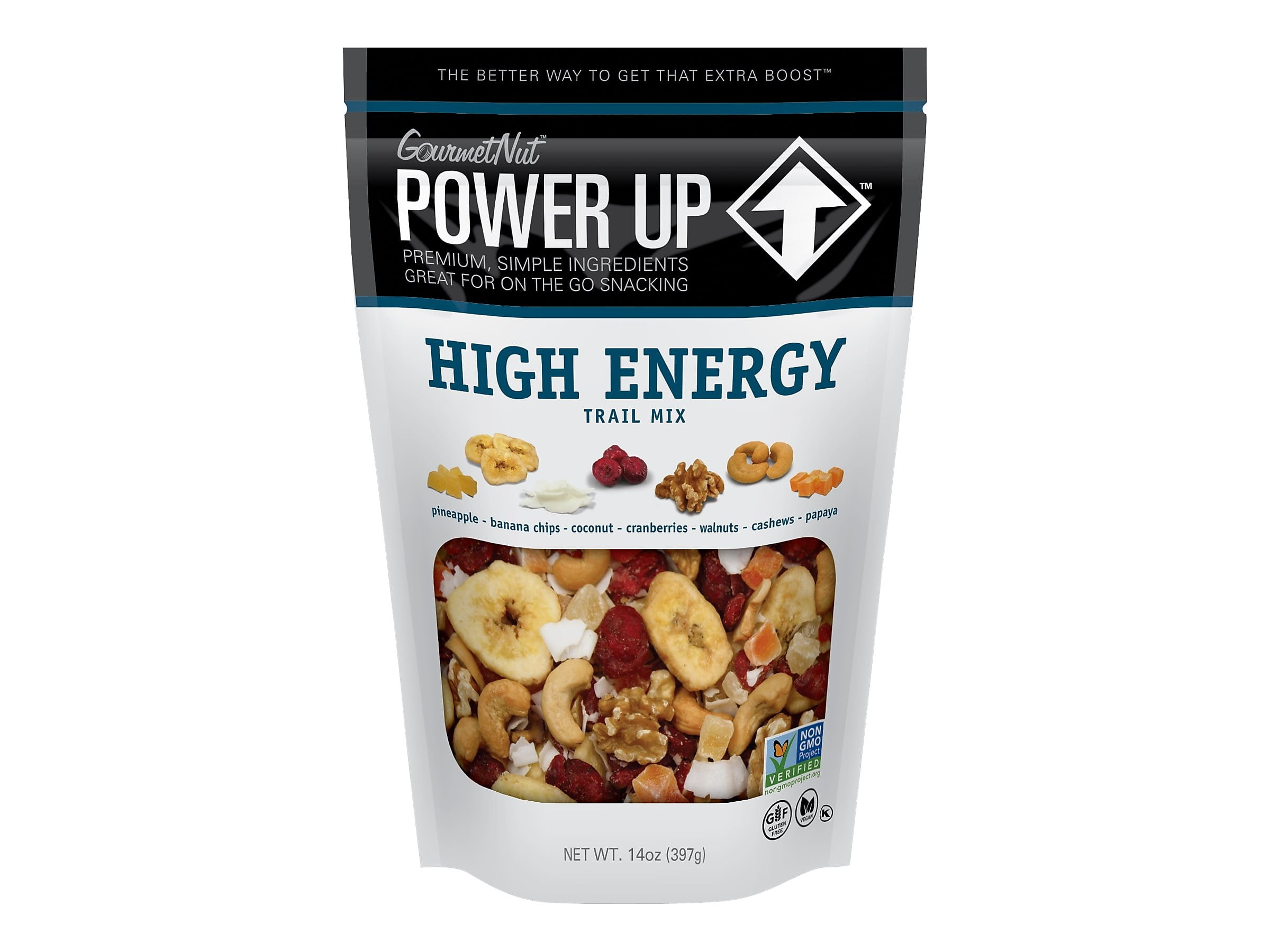 Gourmet Nut Power Up Nuts & Seeds, High Energy, 14oz, Pack of 6