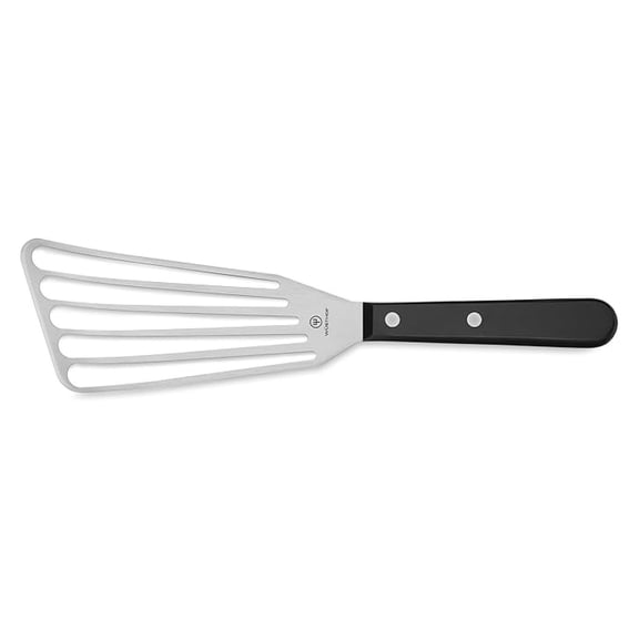 Gourmet Offset Spatula 6.5 Inch - Silver/Black - German Design, Stainless Steel Blade - Slotted, Flexible, Offset - Kitchen Baking & Cooking Tool
