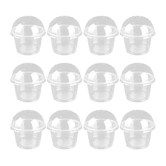 Gourmet On-The-Go: 250ml Transparent Plastic Dessert Bowl With Dome Lids, Crystal Clear Design Containers For Chic Takeaway Cups