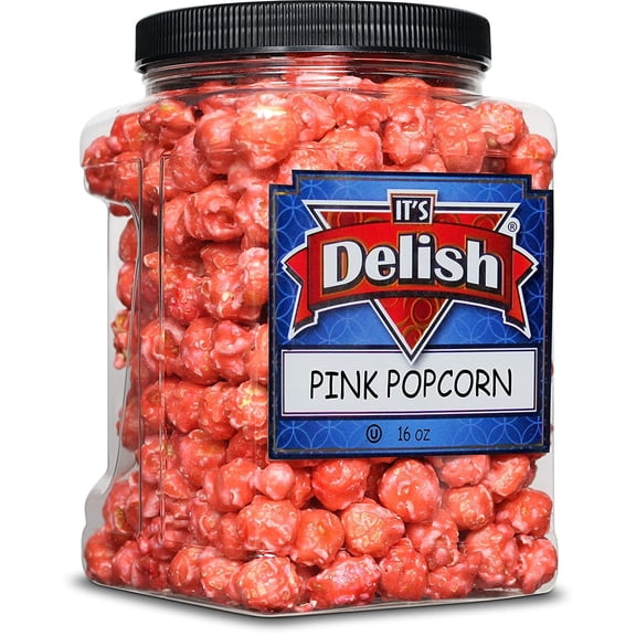 Gourmet Pink Strawberry Colored Popcorn by It's Delish, 16 Oz Jumbo Container  Bulk Colorful Popcorn Snack - Fruity Flavored Air Popped Corn Fun Confetti  Birthday Party, Events  Gluten Free,...
