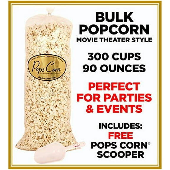 Gourmet Popcorn BULK/WHOLESALE-300 cups-90oz-Movie Theater Style! Party Bag. Free Sanitary Scooper! Pops Corn.