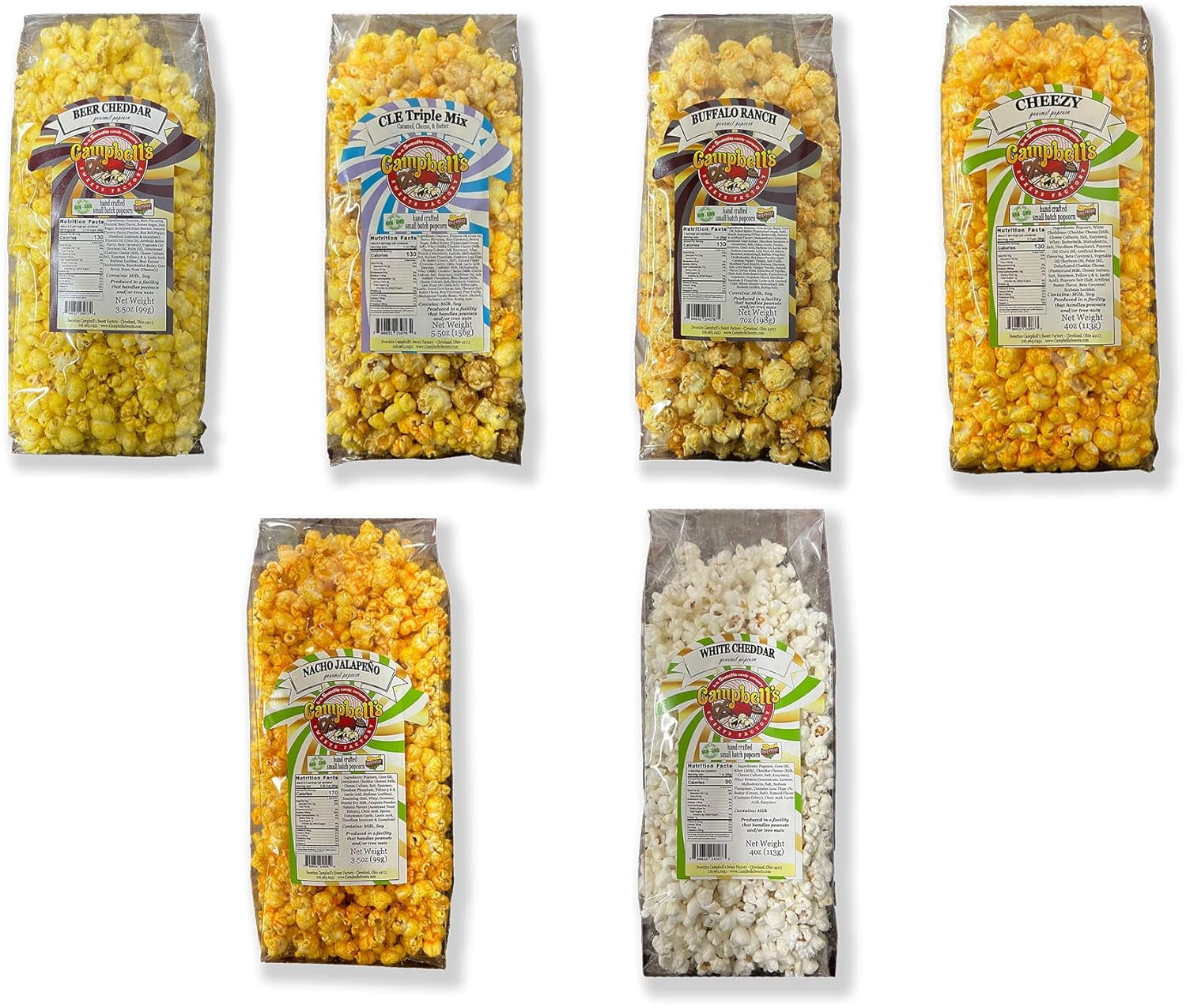 Gourmet Popcorn Variety Pack Bar Food Classics, 6 Pub Inspired Flavors