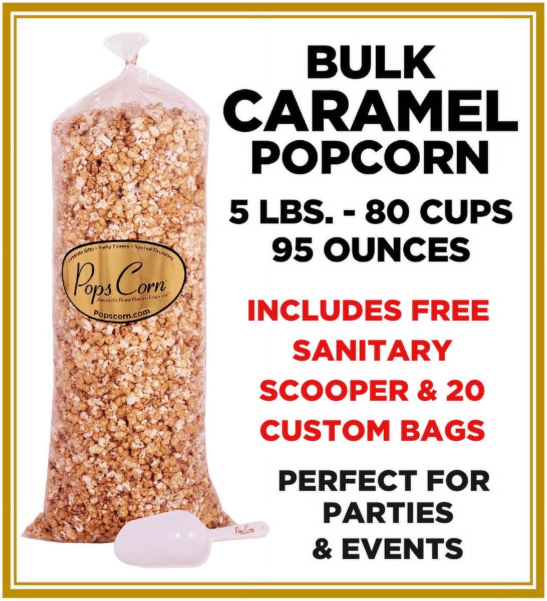 Gourmet Pops Corn BULK/WHOLESALE CARAMEL POPCORN- 5 GAL-80 CUPS-95 OZ- FREE SANITARY SCOOPER!!…