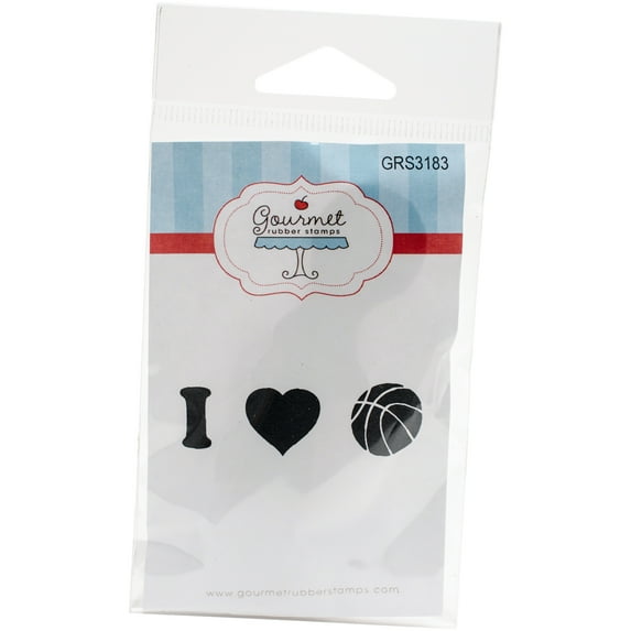 Gourmet Rubber Stamps Cling Stamps 3.75"X4.75"-I Love Basketball, Pk 2