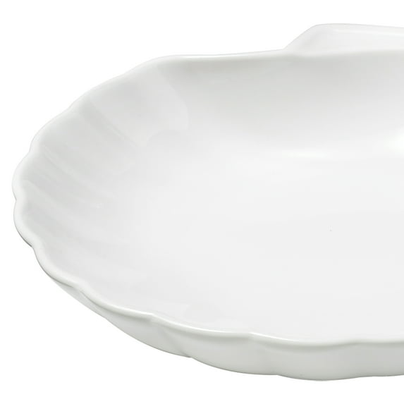 Gourmet - Set of 2 Porcelain Plates for Scallops or Seafood, Oven Safe, White