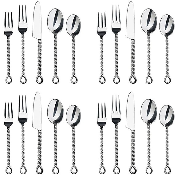 Gourmet Settings Silver Braid 18/10 Stainless Steel 20pc. Flatware Set