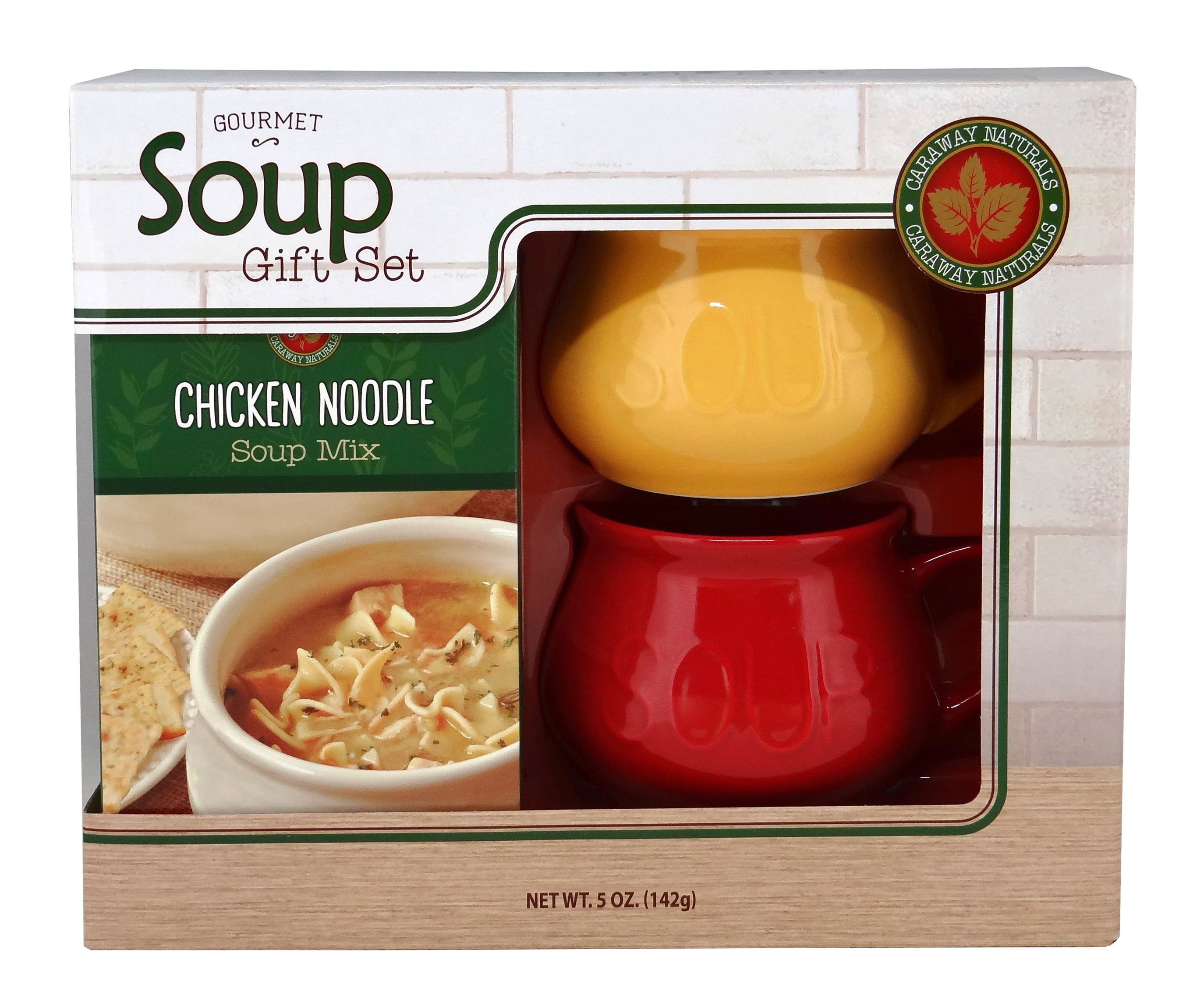 Caraway Naturals Soup Mugs Gift Set with Gourmet Chicken Noodle Soup Mix, 5oz