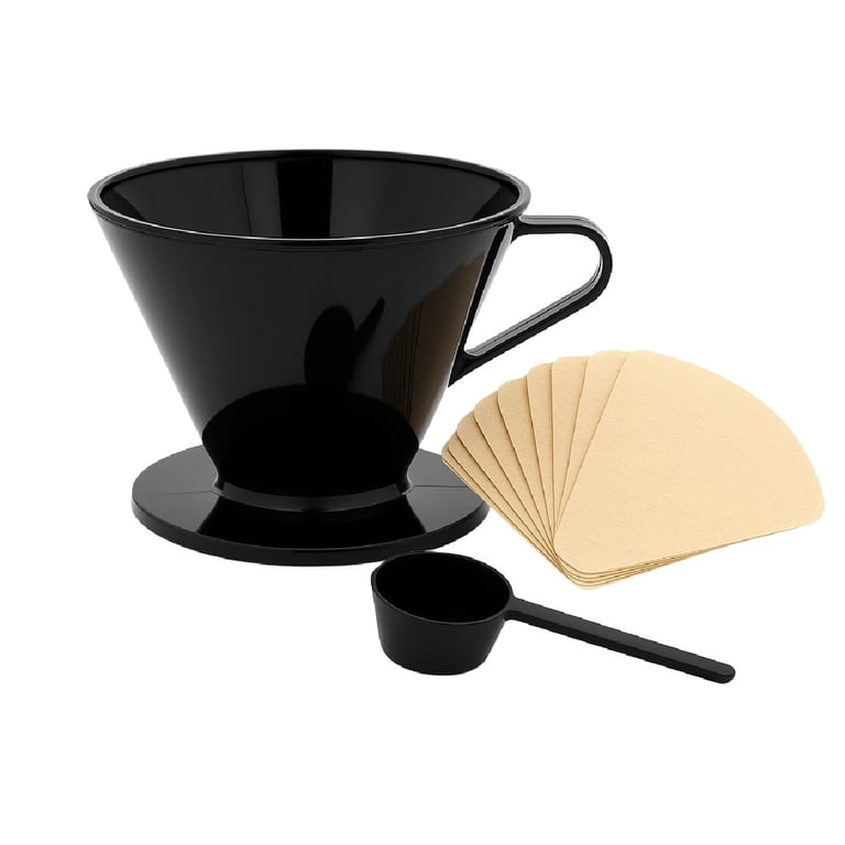 Gourmet Single Cup Pour Over Coffee Brewer Dripper With Coffee Scoop Included, Black