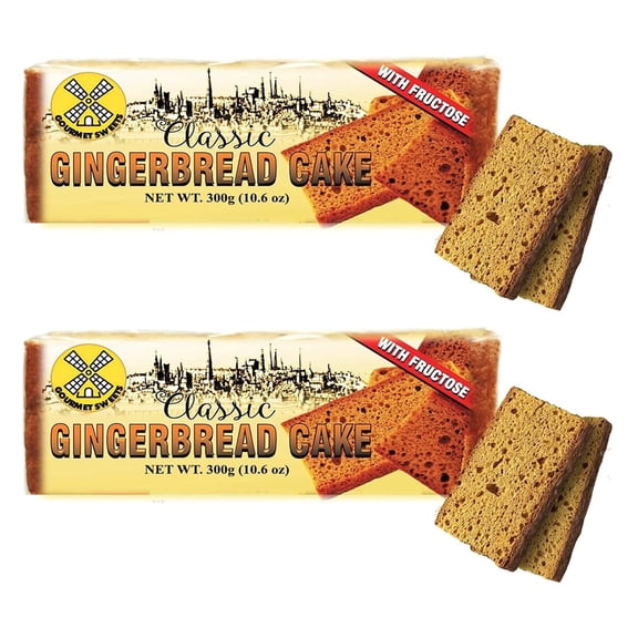 Gourmet Sweets Classic Gingerbread Cake with Fructose - Traditional Gingerbread Treats with Soft Texture for Daily Tea Time Routine - Delicious Ginger Bread Cake Mix for School or Office Lunch Time