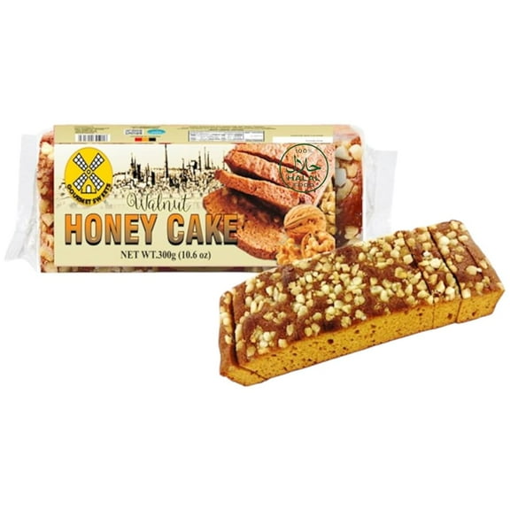 Gourmet Sweets Walnut Honey Cake from Belgium - Traditional Belgian Bakery Cake with Walnut & Natural Honey - Halal-Certified Pre-Sliced Organic Cake - 2 Pack