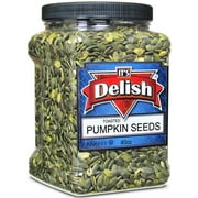 Gourmet Toasted Pumpkin Seeds Pepitas Green Pumpkin Seed Kernels, No Shell, Raw by It's Delish  40 Oz 2.5 lbs Jumbo Reusable Bulk Container Jar  Roasted Unsalted - Perfect for Salads, Baked...
