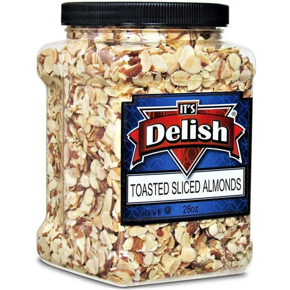 Gourmet Toasted Sliced Almonds by It's Delish  28 OZ Bulk Reusable Jumbo Container - Premium Oven Fresh Dry Roasted  Healthy Snack, Topping for Salad, Desserts & Yogurt  Kosher Certified