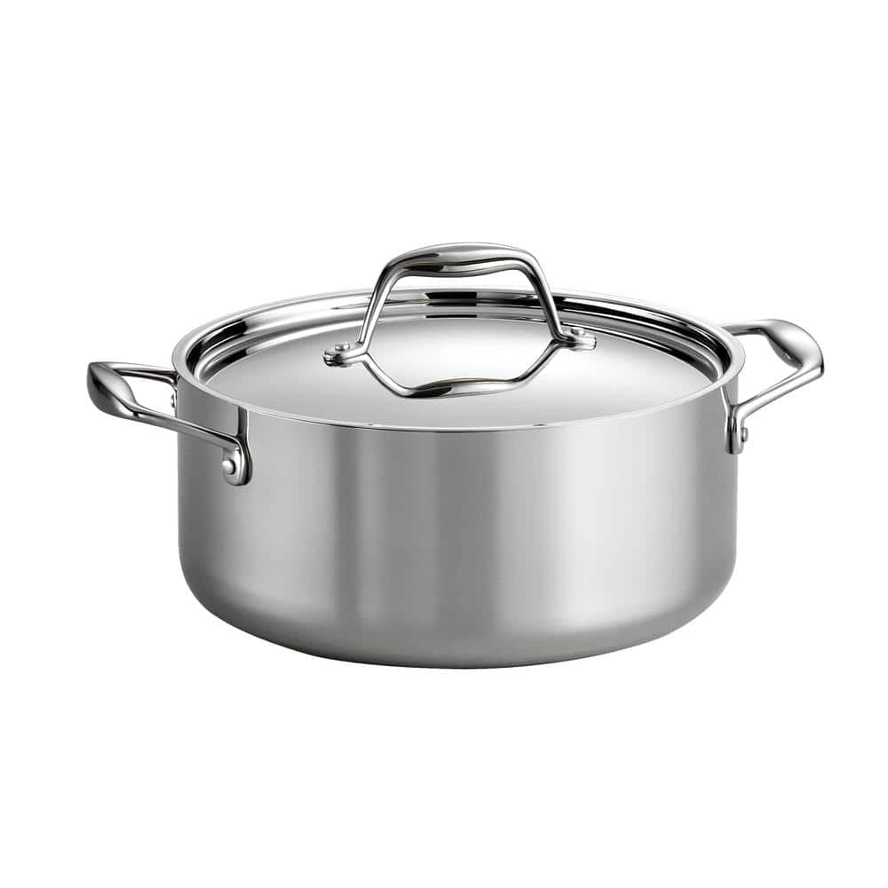 Tri-Ply Clad 5-Quart Stainless Steel Round Dutch Oven