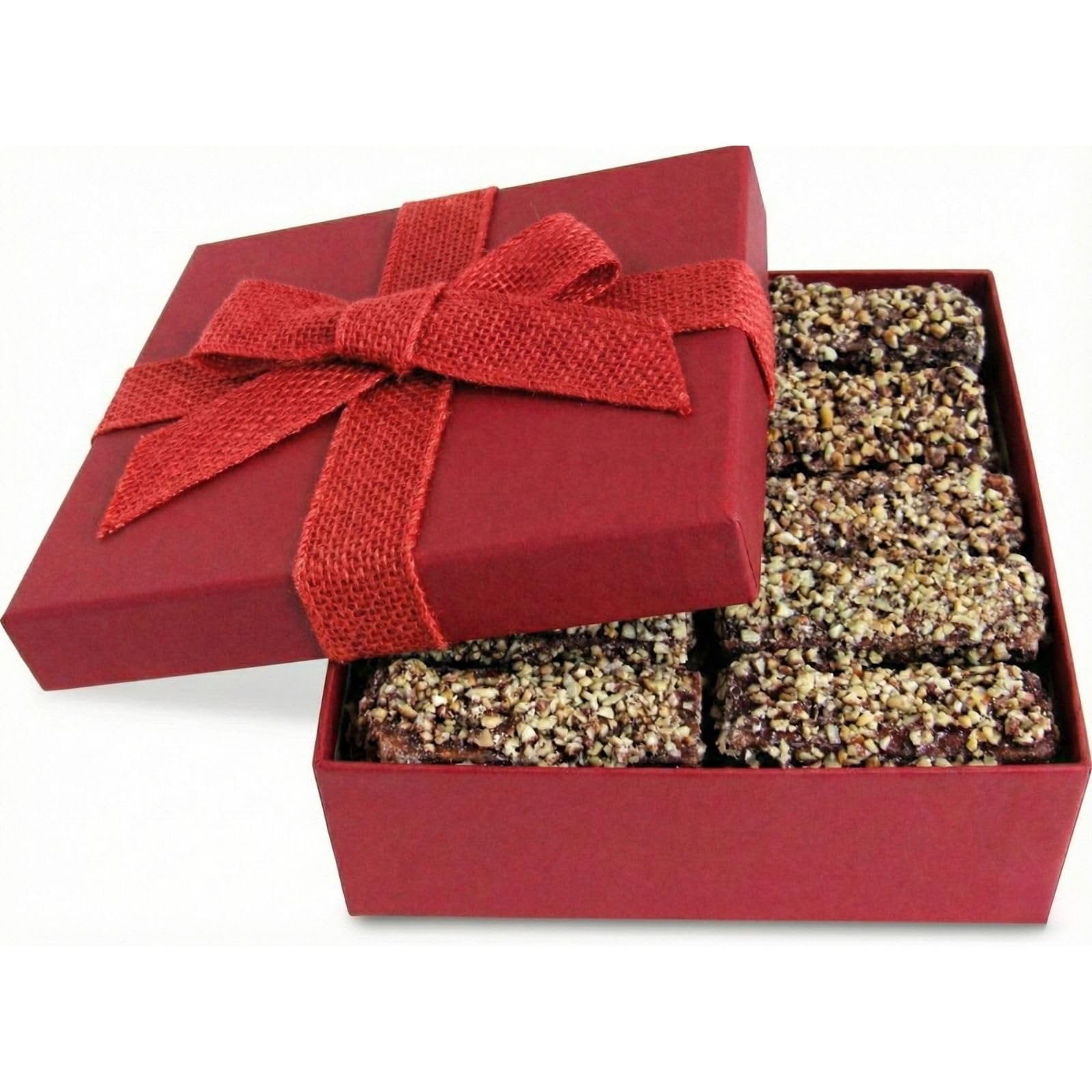 Gourmet Viennese Crunch Gift Box - by It's Delish 16 OZ Premium Dark Chocolate Coated With Chopped Nuts Hard Candy Bulk English Toffee Style