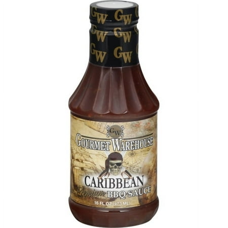 Gourmet Warehouse Caribbean BBQ Sauce, 16 oz – Gluten-Free All Natural Tropical BBQ Glaze