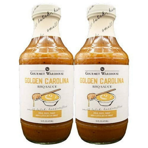 Gourmet Warehouse Golden Carolina BBQ Sauce, 16 Fl ozs, 2 Pack - No MSG, No HFCS