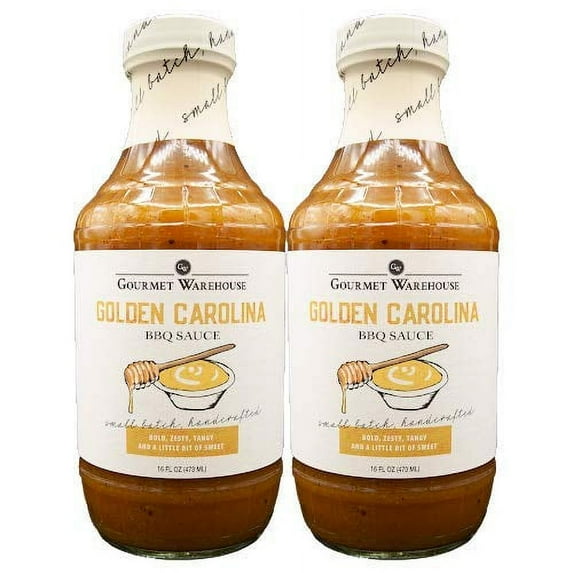 Gourmet Warehouse Golden Carolina BBQ Sauce, 16 Fl ozs, 2 Pack - No MSG, No HFCS