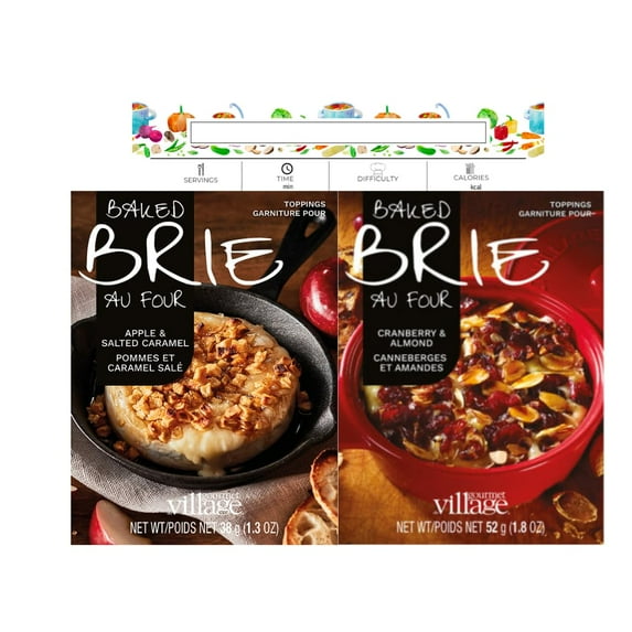 Gourmet du Village Brie Toppix Mix Value 2 Pack, Apple & Salted Caramel / Cranberry Almond