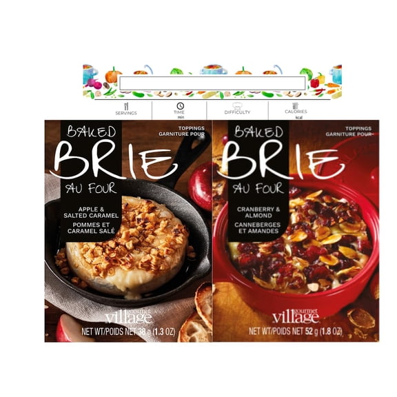 Gourmet du Village Brie Toppix Mix Value 2 Pack, Apple & Salted Caramel / Cranberry Almond
