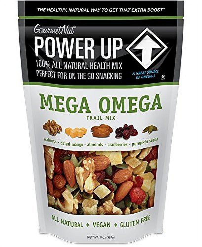 GourmetNut Power Up Trail Mix, Mega Omega Trail Mix 26 oz