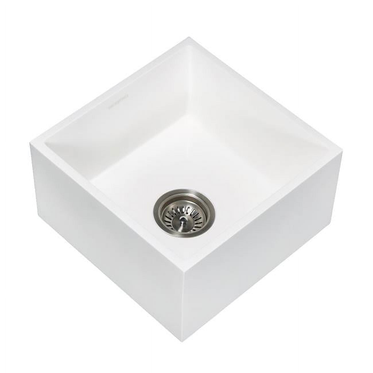 Arcticstone Matte White Solid Surface 15-Inch Square Bar Sink