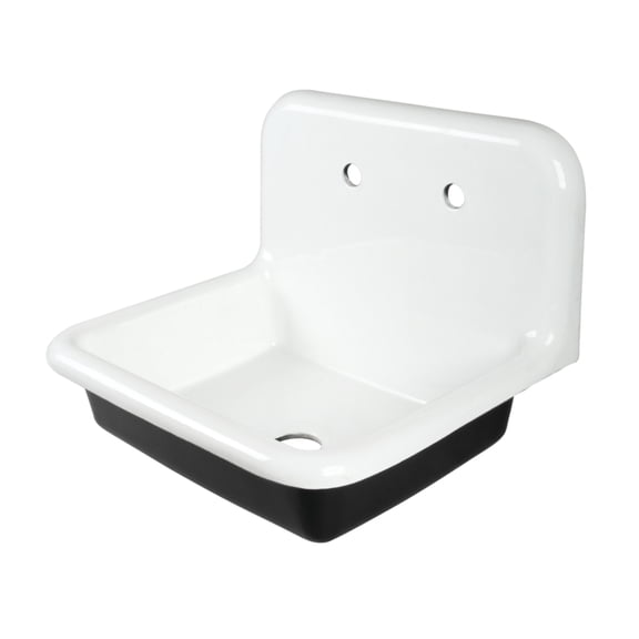 Gourmetier GCLWS242019 Petra Galley 24-Inch Cast Iron Wall Mount Utility Sink, 2-Hole, White