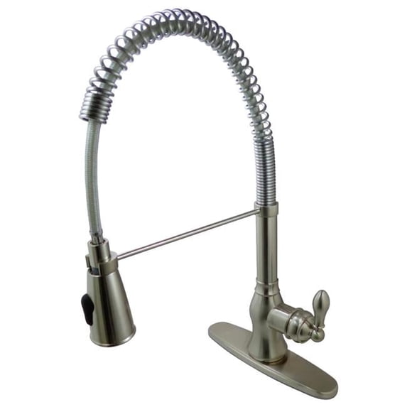 Gourmetier American Classic Single Handle Pull-Down Spray Kitchen Faucet, Satin Nickel
