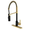 thumbnail image 1 of Gourmetier Continental Single-Handle Pre-Rinse Kitchen Faucet, Matte Black & Brushed Brass, 1 of 1