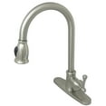 thumbnail image 1 of Gourmetier GS7888BL Vintage Single-Handle Pull-Down Kitchen Faucet, Brushed Nickel, 1 of 4