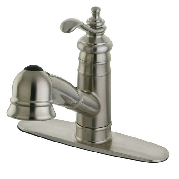 Kingston Brass GSC7578TL Single-Handle 1-or-3 Hole Deck Mount Pull-Out Sprayer Kitchen Faucet in Brushed Nickel