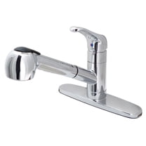 Kingston Brass GSC881NCLSP Single-Handle 1-or-3 Hole Deck Mount Pull-Out Sprayer Kitchen Faucet in Polished Chrome