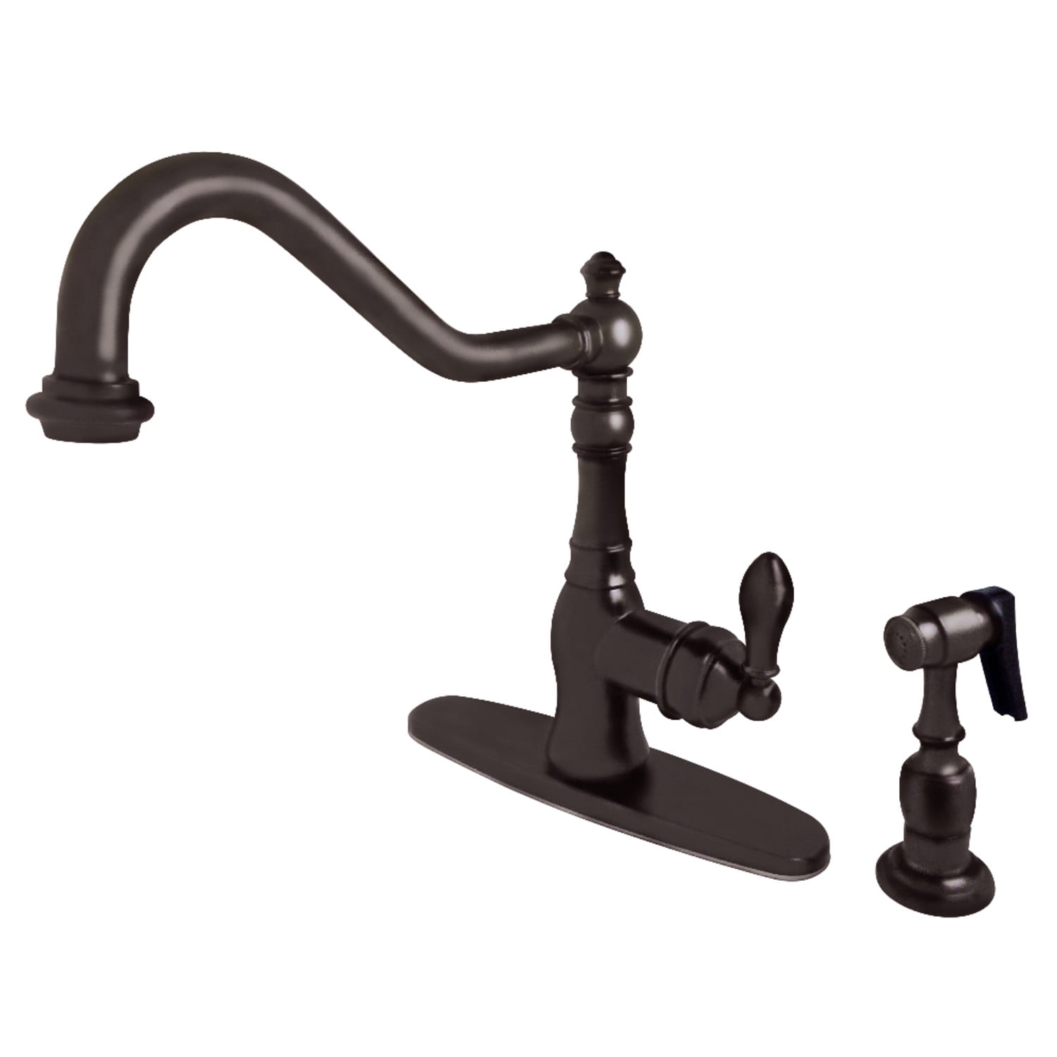 Gourmetier American Classic Single-Handle Kitchen Faucet With Brass Sprayer - Brushed Nickel Finish 6 thumbnail image