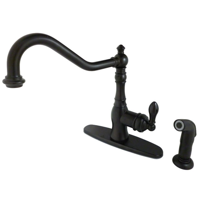 Gourmetier GSY7705ACLSP American Classic Single-Handle Kitchen Faucet with Brass Sprayer, Oil Rubbed Bronze