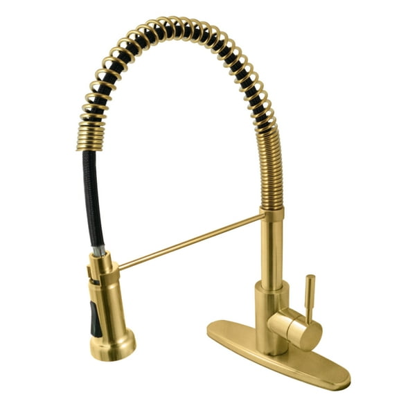 Gourmetier GSY8887DL Concord Single-Handle Deck-Mount Pre-Rinse Kitchen Faucet, Brushed Brass