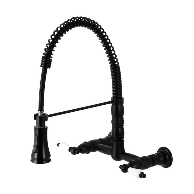 Matte Black Dual-Handle Pull-Down Sprayer Kitchen Faucet