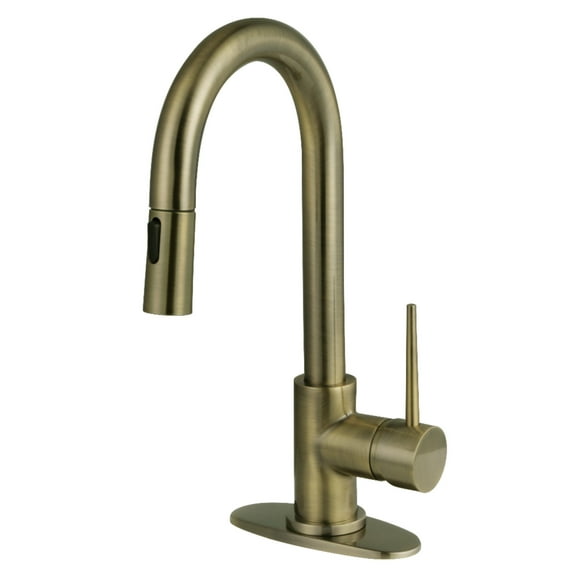Gourmetier LS246NYLAB New York Single-Handle Pull Down Sprayer Bar Faucet, Antique Brass