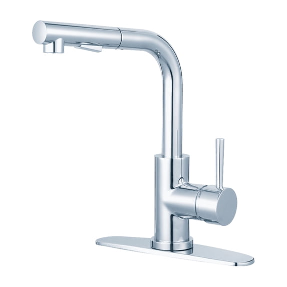 Kingston Brass LS2711DL Concord Single-Handle 1-Hole Deck Mount Pull-Out Sprayer Kitchen Faucet in Polished Chrome