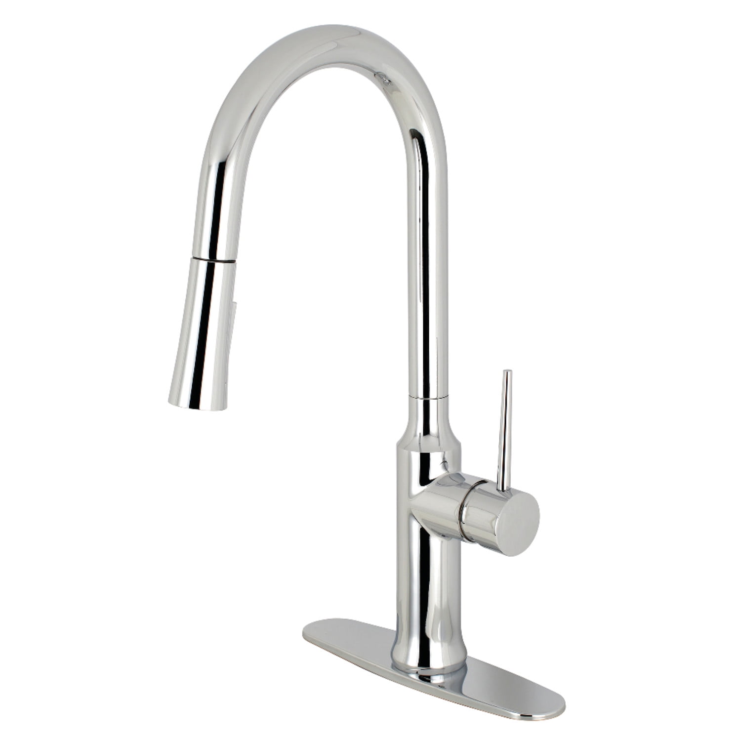 Polished Chrome Single-Handle Pull-Down Kitchen Faucet with Spray