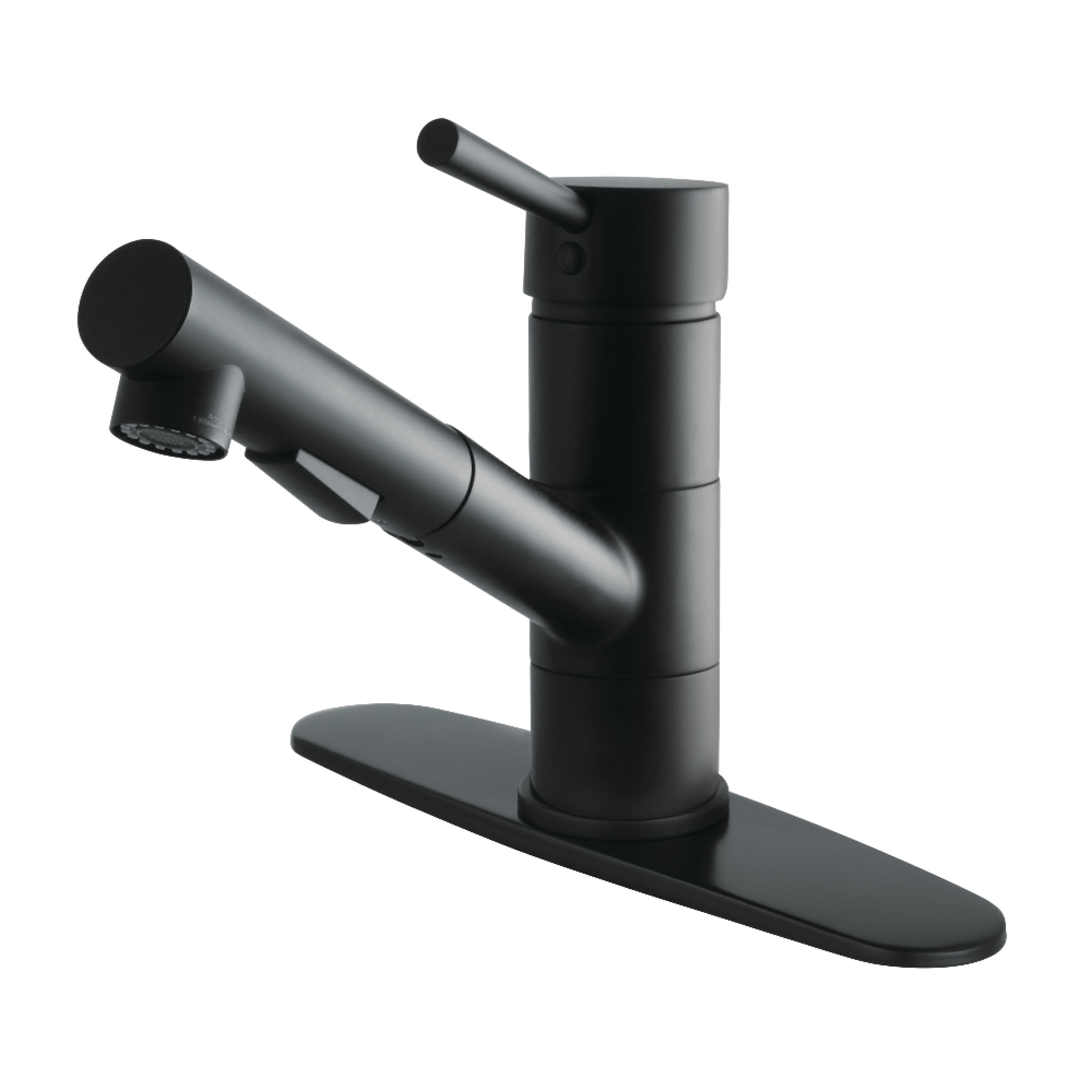 Kingston Brass LS8400DL Single-Handle 1-Hole Deck Mount Pull-Out Sprayer Kitchen Faucet in Matte Black