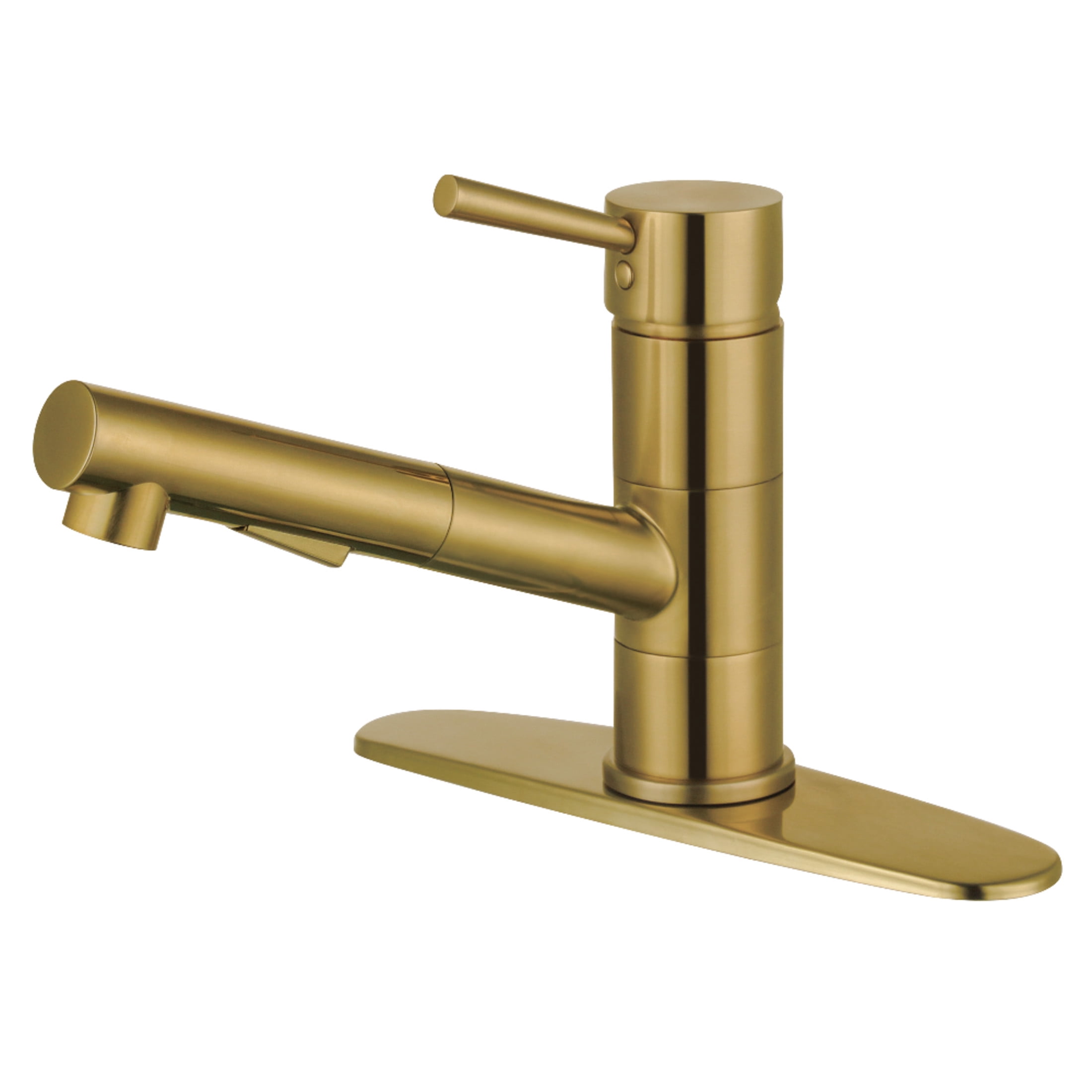 Kingston Brass LS8403DL Single-Handle 1-Hole Deck Mount Pull-Out Sprayer Kitchen Faucet in Brushed Brass