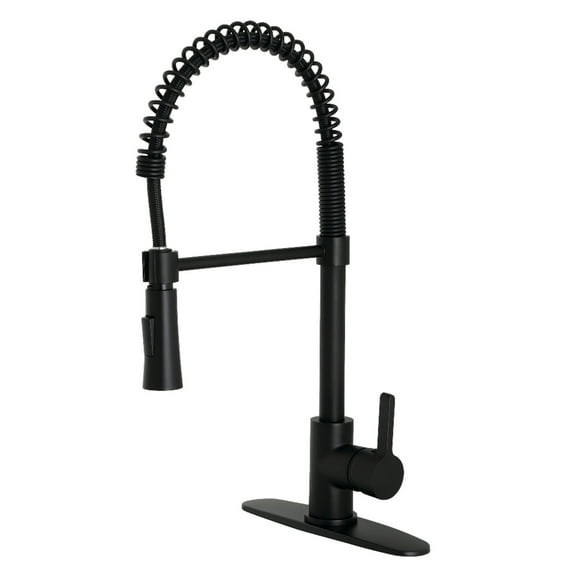 Gourmetier LS8670CTL Continental Single-Handle Deck-Mount Pre-Rinse Kitchen Faucet, Matte Black
